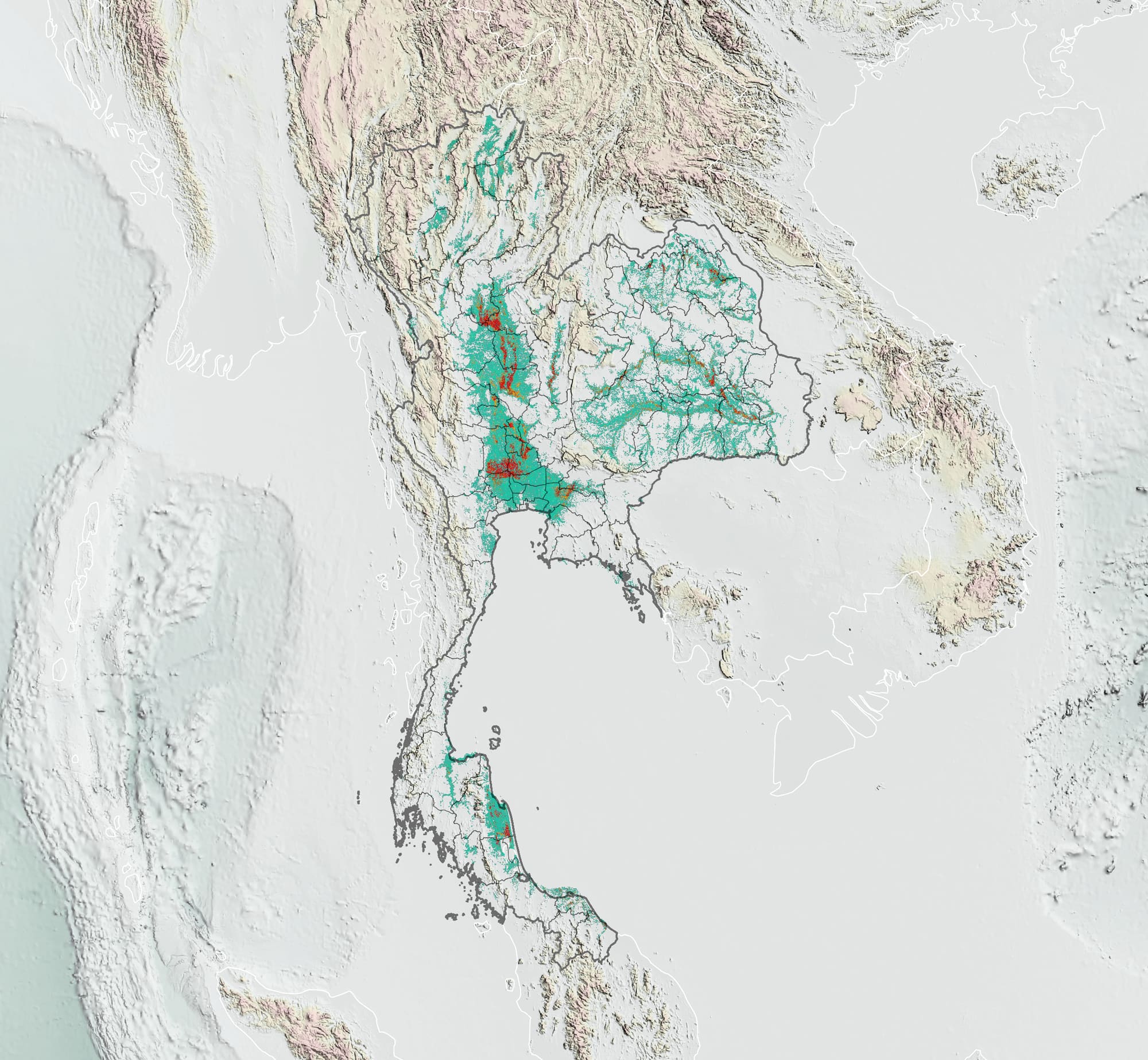 Map: flood exposure across Thailand